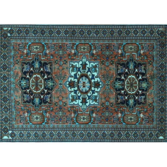 Ahgly Company Indoor Rectangle Persian Light Blue Traditional Area Rugs, 8' x 10'