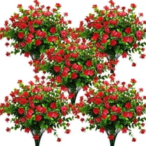 Sinhoon 10 Bundles Artificial Daffodil Outdoors Flowers (Red-eucalyptus)