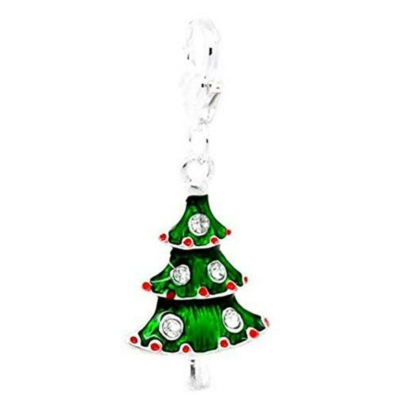 Clip on Christmas Tree Charm for European Jewelry w/ Lobster Clasp