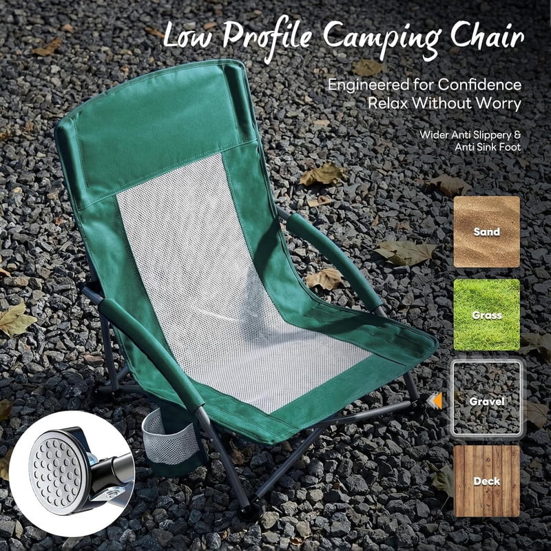 Simenmax Low Beach Chair Set of 2 – Folding Camping Chair for