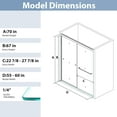 thumbnail image 2 of KPUY 55" - 60" W x 70" H Semi-Frameless Double Sliding Shower Door with 1/4" Clear Tempered Glass, Nano Explosion-Proof Coating, Brushed Gold, 2 of 8