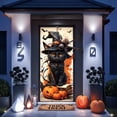 thumbnail image 6 of Lilixerw Halloween Door Banner, Black Cat Witch Hat Pumpkin Bat Maple Leaf Print, for Entry Door, Wall, Porch and Party Backdrop Decoration, 70.8x35.4 inch, 6 of 6