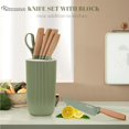 thumbnail image 4 of Kitchen Knife Set, Retrosohoo 6 Pieces Green Professional Knife Set with Universal Knife Block, Super Sharp Knife Set with Ergonomic Handle, Non-Stick Stainless Steel Knife Block Set (Green), 4 of 8