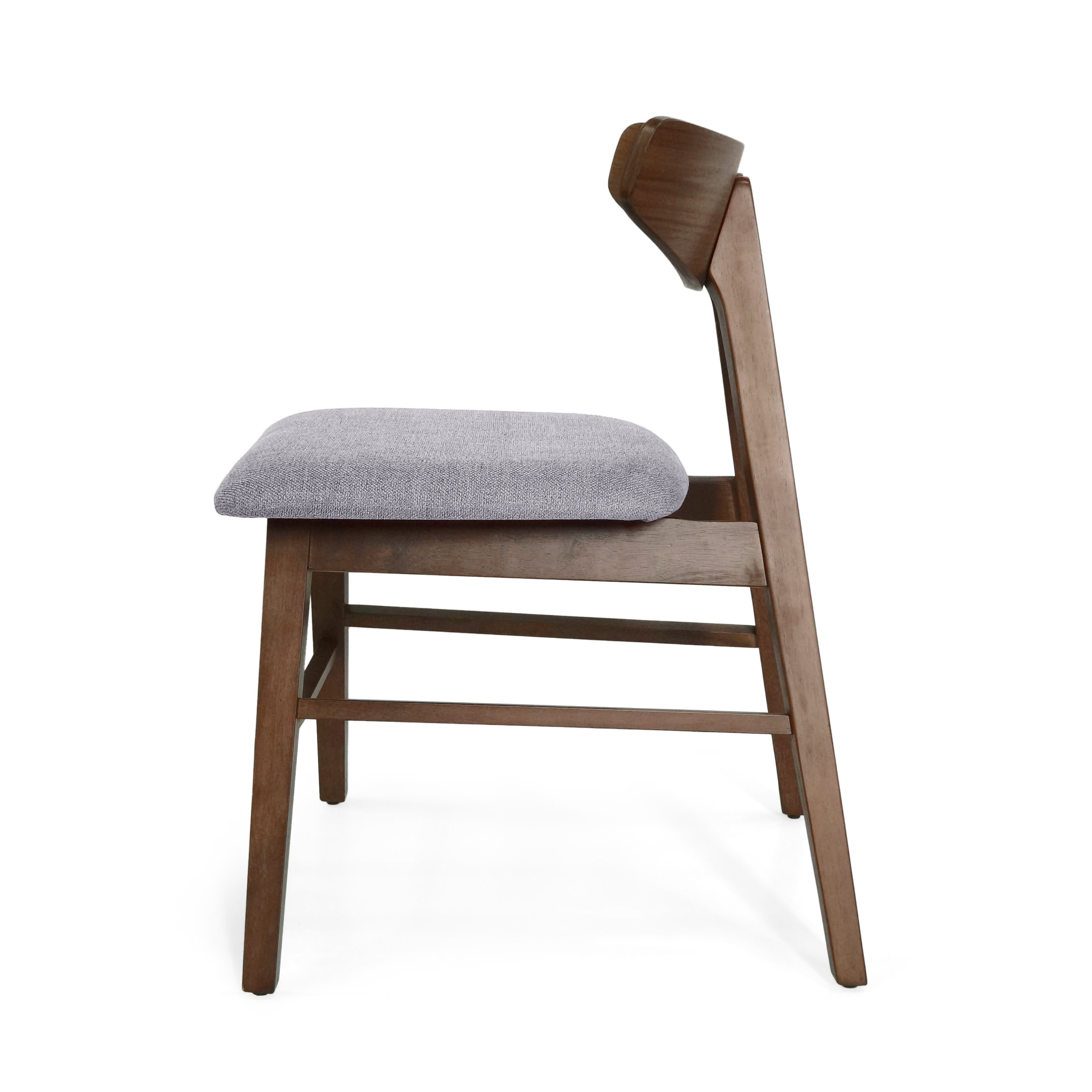 Noble House Marten Mid Century Modern Fabric Dining Chairs, Set of 2, Dark Gray