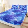 thumbnail image 4 of Manfei Blue Gradient Nebula Queen Sheets,Celestial Stars Design Queen Sheet Sets,4 Pieces,1 Flat Sheet,1 Fitted Sheet and 2 Pillowcases, 4 of 6