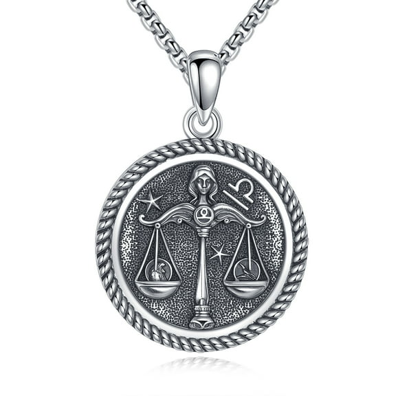 JUSORA Libra Necklace 925 Sterling Silver Libra Pendant And Chain Constellation Necklace Astrology Jewelry Birthday Gifts for Women Men