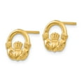 thumbnail image 2 of Real 14kt Yellow Gold Claddagh Post Earrings; for Adults and Teens; for Women and Men, 2 of 3