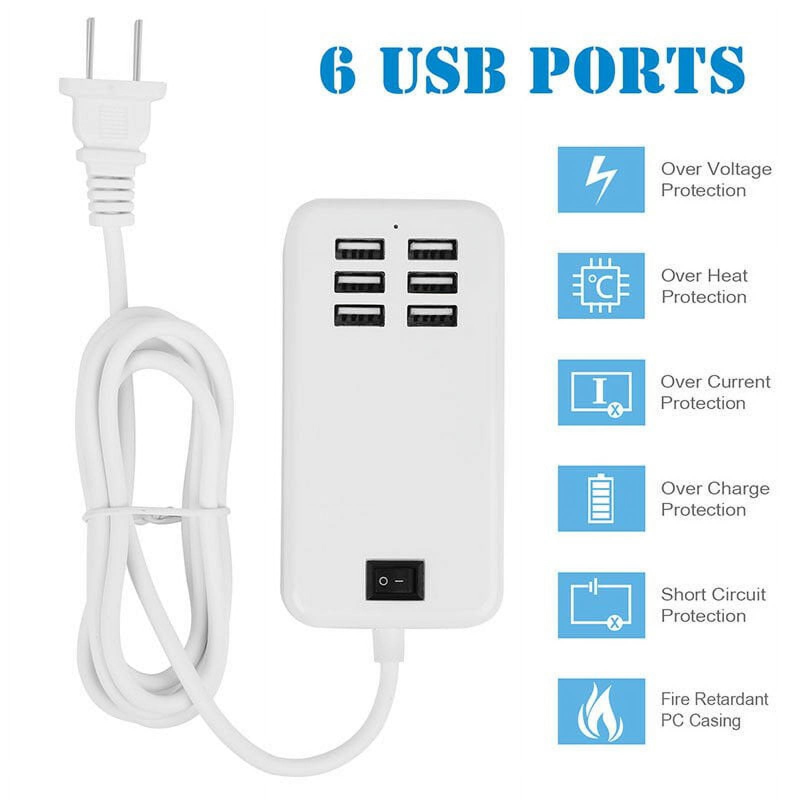 DEBGFS 6 Port USB Wall Charger - Multiple USB Charger Station - USB Charger Desktop Charging Station - 6 Ports USB Wall Charger Hub Desk