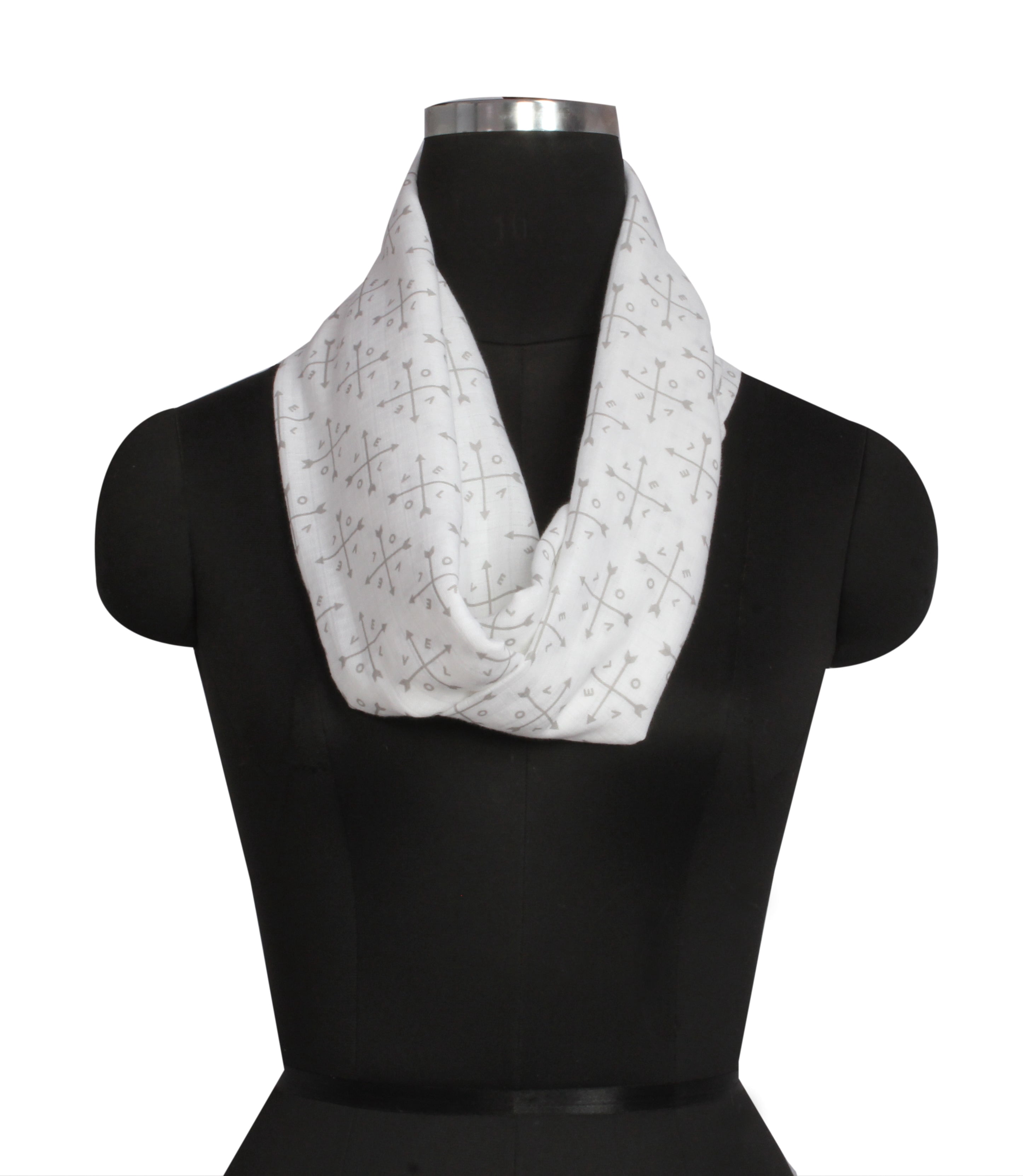 Bacati - Love Grey Muslin Nursing Scarf
