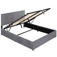 thumbnail image 1 of Gymax Queen Size Lift-up Storage Bed w/Hydraulic Lifts Wooden Slat Support Grey, 1 of 10