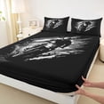 thumbnail image 4 of Castle Fairy Line Art Rider Full Size Sheets 4-Piece for Teens, Grunge Overlay Bed Sheets for Bedroom, Charcoal Ivory, 4 of 6