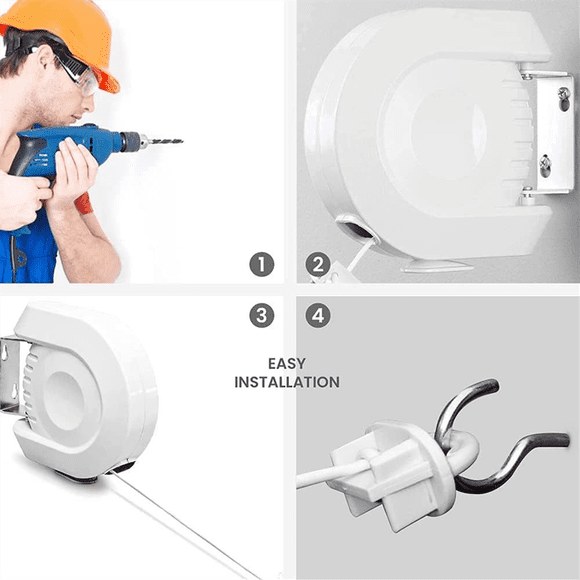 Retractable Clothesline, Clothesline Indoor and Outdoor Laundry Line Double Clothesline, 60 Inches