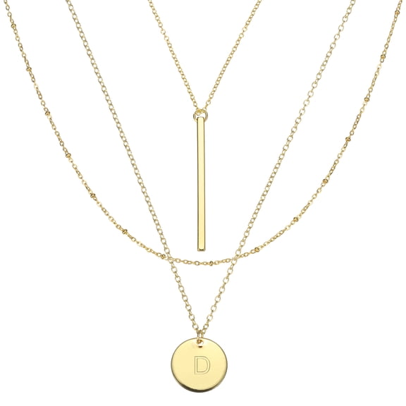 Uxcell Layered Initial Necklaces for Women Trendy, 14K Gold Plated Letter D Initial Necklace Layered Stack Pendant Locket Chain Birthday Gifts for Man Women Jewelry Party Accessory