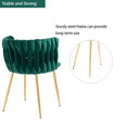 thumbnail image 5 of Velvet Dining Chairs, Mid-Century Living Room Chair with Metal Legs and Soft Padded, Woven Back Dining Chairs, Upholstered Accent Leisure Side Chair(Emerald,Set of 4), 5 of 10