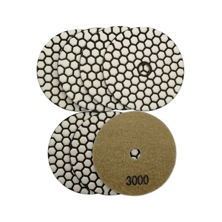SHDIATOOL 7Pcs 4 Inch Dry Diamond Polishing Pads Grit 3000 for Granite Marble Stone