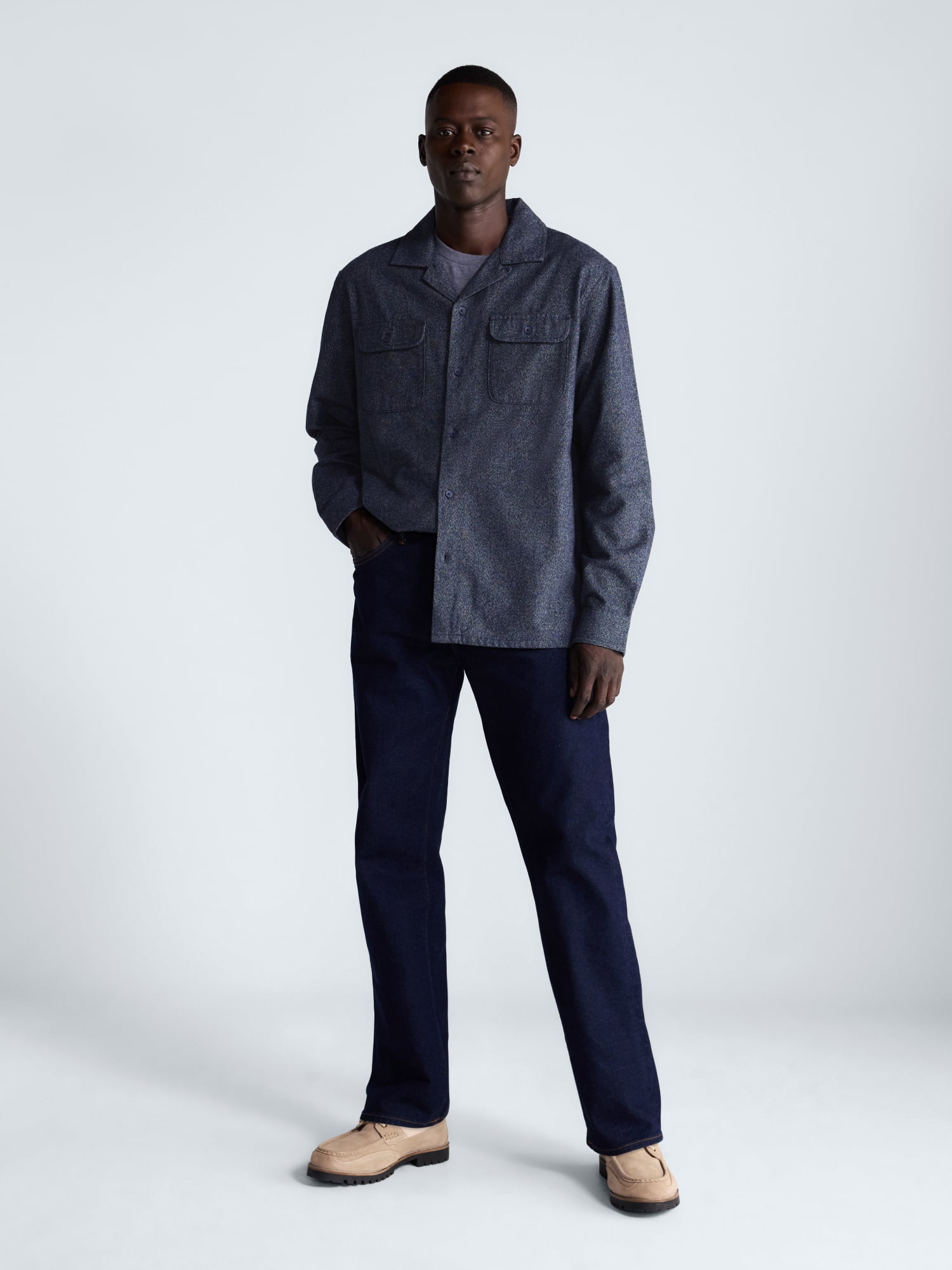 Free Assembly Men's Brushed Canvas Oxford Shirt, Sizes XS-3XL