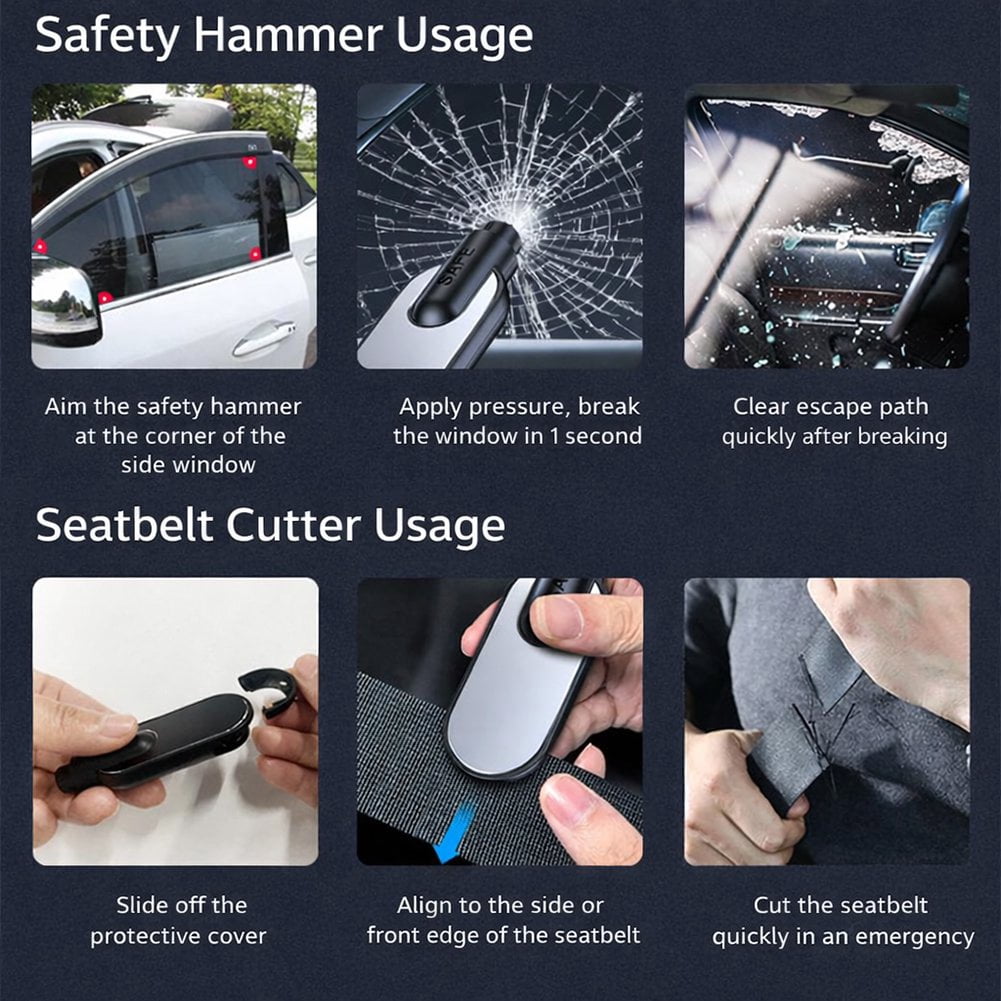 Car Escape Tool, 2-in-1 Car Escape Tool Keychain, Spring-Loaded Window Glass Breaker & Seatbelt Cutter