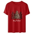 thumbnail image 6 of RYDCOT Women's Round Neck T-Shirt Lattice Christmas Tree Print T-Shirt Short Sleeve T-Shirt Tops Merry Christmas Shirts for Women Sale or Clearance, 6 of 8