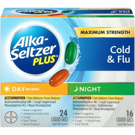 Alka-Seltzer Plus Day/Night Multi-Symptom Cold & Flu, Liquid Gels, 40 count