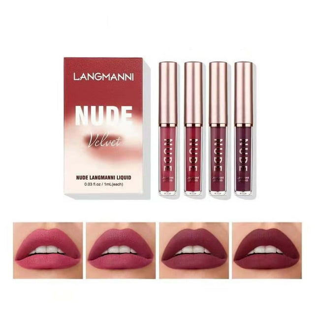 Fiudx Set Up Labiales Líquidos Mate de Larga Duración, Lápiz Labial Líquido Aterciopelado, Nude de Larga Duración