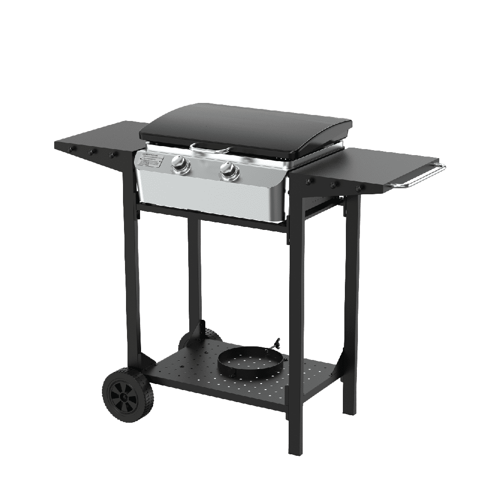 Nexgrill 2 Burner Propane Gas Flat Top Griddle with Cart and Side Shelves