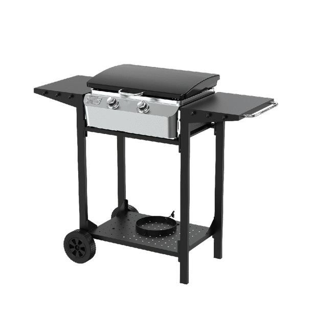 Nexgrill 2 Burner Propane Gas Flat Top Griddle with Cart and Side Shelves