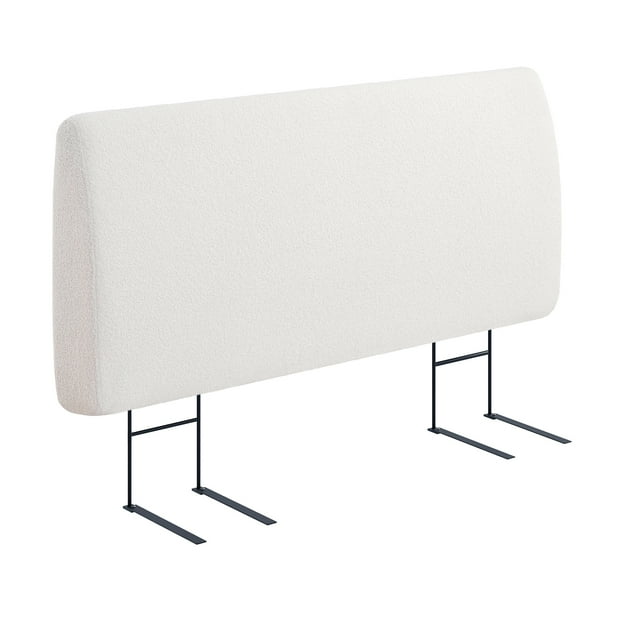 Pinmoco Lit Grand avec Tête de Lit Rembourrée en Mousse de 4,7 Pouces, Hauteur Réglable et Tête de Lit Ergonomique, Velours Teddy Blanc