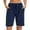 Navy, variant on ShomPort Women's Elastic Waist Sports Shorts with Pockets Summer Soft Solid Color Long Jogging Shorts