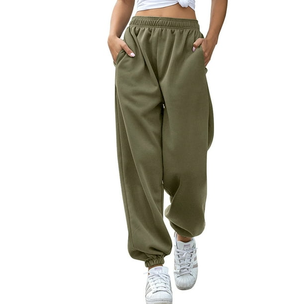 Women Sweatpants Cinch Elastic High Waist Dance Jogger Sports