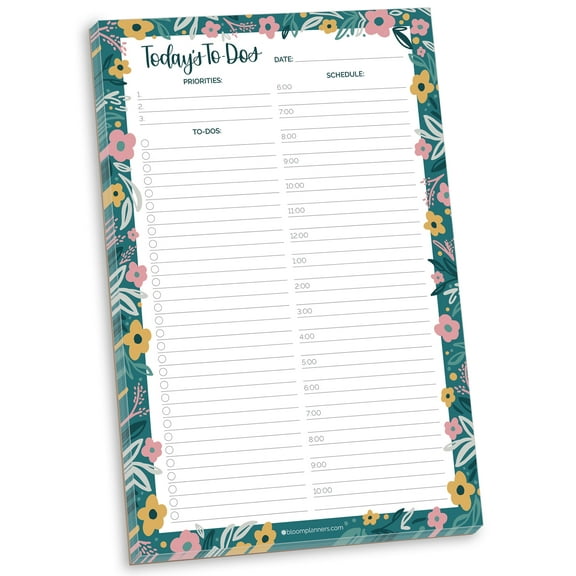 bloom daily planners Daily Timed To-Do Pad, Garden Blooms, 6" x 9"