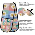 thumbnail image 2 of Yayeee Double Oven Mitt Kitchen Heat Resistant Baking 35" x7" Quilted Glove, Pink Checkered Daisy, 2 of 6