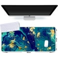 thumbnail image 6 of Extended Gaming Mouse Pad (35.4x15.7 in), Large Non-Slip Rubber Base Mousepad with Stitched Edges, Waterproof Keyboard Mouse Mat Desk Pad for Work, Game, Office, Home - Blue Marble - XXL, 6 of 6