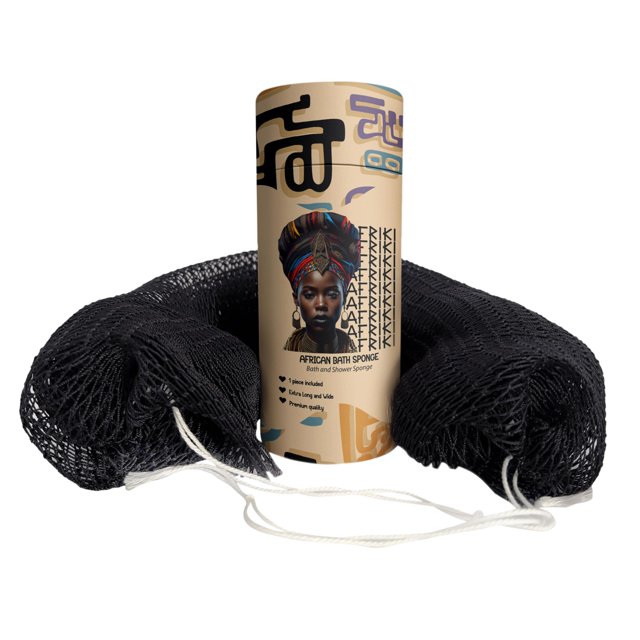 AFRIKI Esponja de red africana Auténtica esponja exfoliante africana Depurador de espalda de propiedad negra 45 pulgadas de largo para pieles normales a sensibles para uso diario Colección original