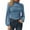 Blue2, variant on Prolriy Summer Tops for Women 2024 Womens Solid Color Long Sleeve High Neck Ruched Front Fitted Blouse Womens Tops Blue1 L