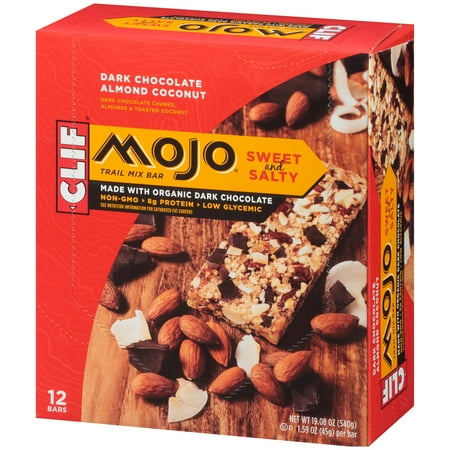 Clif Bar Mojo, Dark Chocolate Almond Coconut Trail Mix Bar, 12 Ct, 1.59 oz.