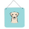 thumbnail image 1 of Checkerboard Blue Yellow Labrador Aluminum Metal Wall Or Door Hanging Prints, 6 x 6 In., 1 of 1