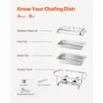 thumbnail image 4 of KFFKFF 4 Pack Chafing Dish Buffet Set, 8 Qt Stainless Steel Chafing Dishes with 4 Full Size Trays, Lid, Water Tray, Stand, and Fuel Holder, Ideal for Parties, Events, Wedding, Dinner, 4 of 8