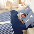 thumbnail image 4 of Erosebridal Fashion Letter J Bedding Comforter Set 7pcs for Kid, Blue Cartoon Line King Bedding Sets, 4 of 7