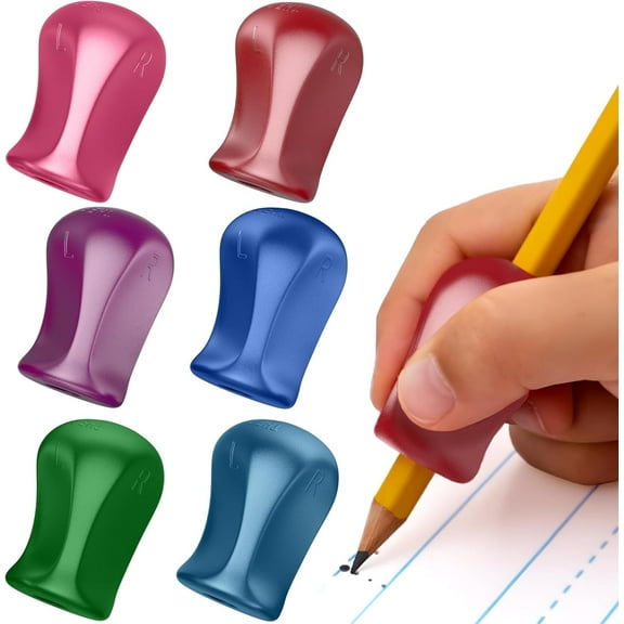 The Pencil Grip Metallic Grippers 6-Pack, Pencil Grips for Handwriting, Ergonomic Pen Holder for Righties & Lefties, Writing Practice for All Ages, Writing Tool with Finger Cushion