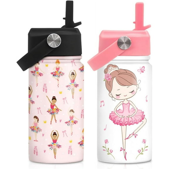 Ballet Stainless Steel Water Bottle 12oz Set 2 for Kids, Ballerina
