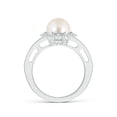 thumbnail image 2 of ANGARA Freshwater Cultured Pearl and Diamond Ring with Floral Halo in 925 Sterling Silver for Women | June Birthstone, Birthday, Anniversary, Jewelry Gift for Women | Pearl Ring, 2 of 10