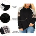 thumbnail image 3 of Mifater Women Long Sleeve Plus Size Tops Leopard Print Top for Women Shirts Color Block Fashion Tees Blouse Black Crewneck Sweatshirt XL, 3 of 5