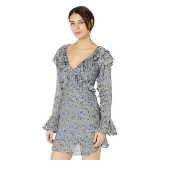 Free People Womens Sweetest Thing Long Sleeve Minidress 10 Midnight Cowboy