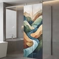 thumbnail image 4 of Colorful Abstract Art Window Privacy Film, Mountain Modern Watercolor Static Cling UV Sun Blocking Tint Film Heat Control Windows Films for Bedroom Bathroom, Window Stickers 29.5"x78.7", 4 of 8