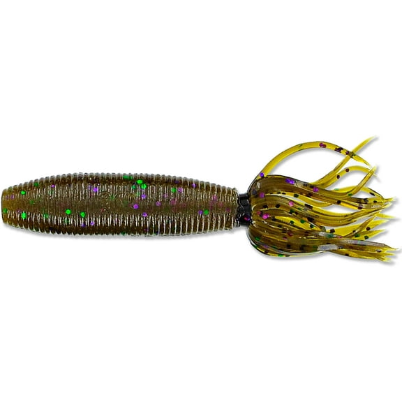 Yamamoto Baits Fat Ika Soft Bait, 10, 4in, Green Pumpkin & Large Green Purple, Y
