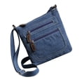 thumbnail image 3 of Bolso de mezclilla informal Bolso bandolera retro Bolso de hombro de color sólido Bolso de almacenamiento cuadrado con cremallera para mujeres Señoras, 3 of 5