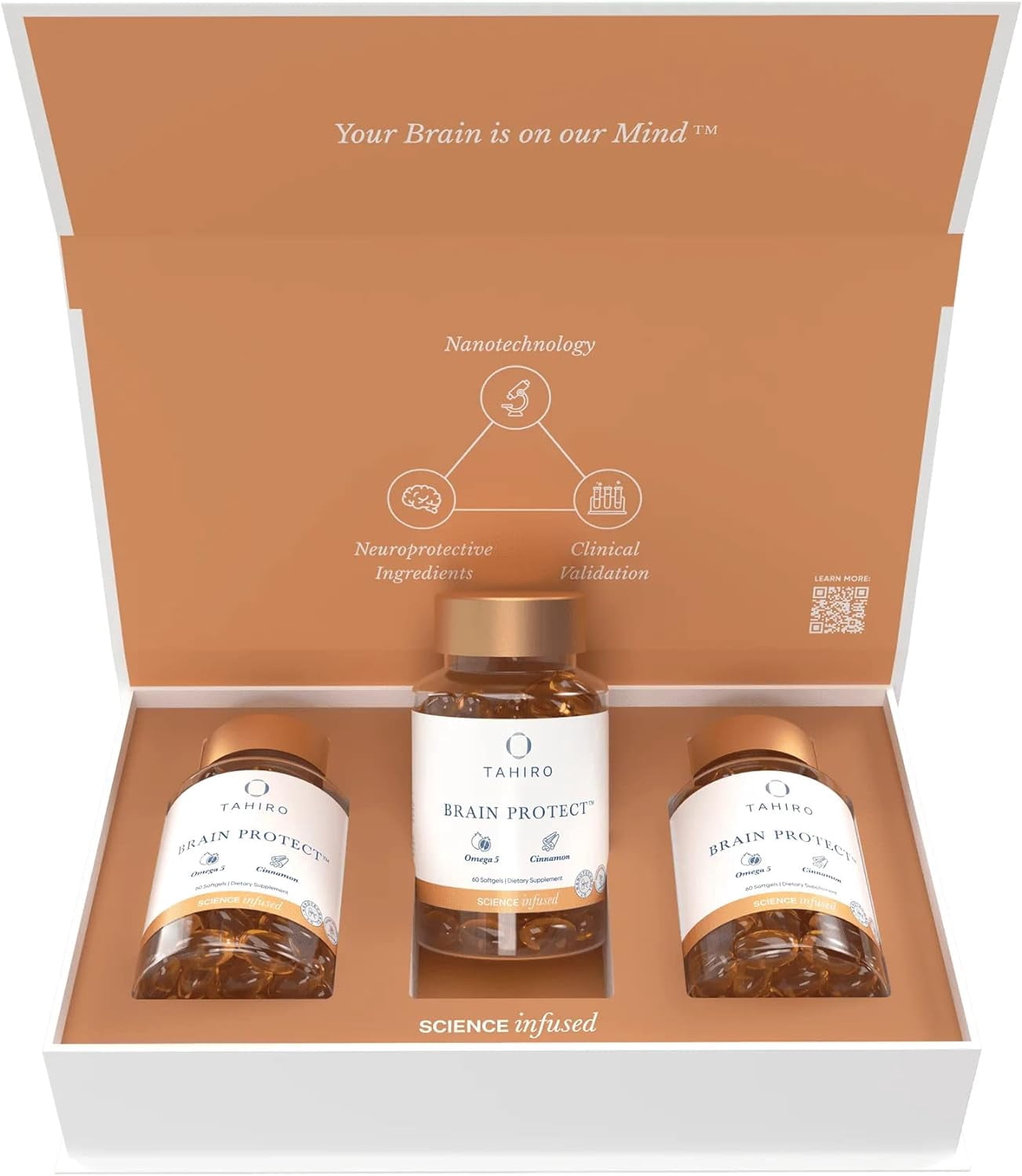3 MONTH SUPPLY Brain Protect™ Nano Omega 5 Cinnamon Brain Supplement for Memory Focus Patent-Pending Nano-Formulation Antioxidant 180 Softgels Pomegranate Seed Punicic Acid