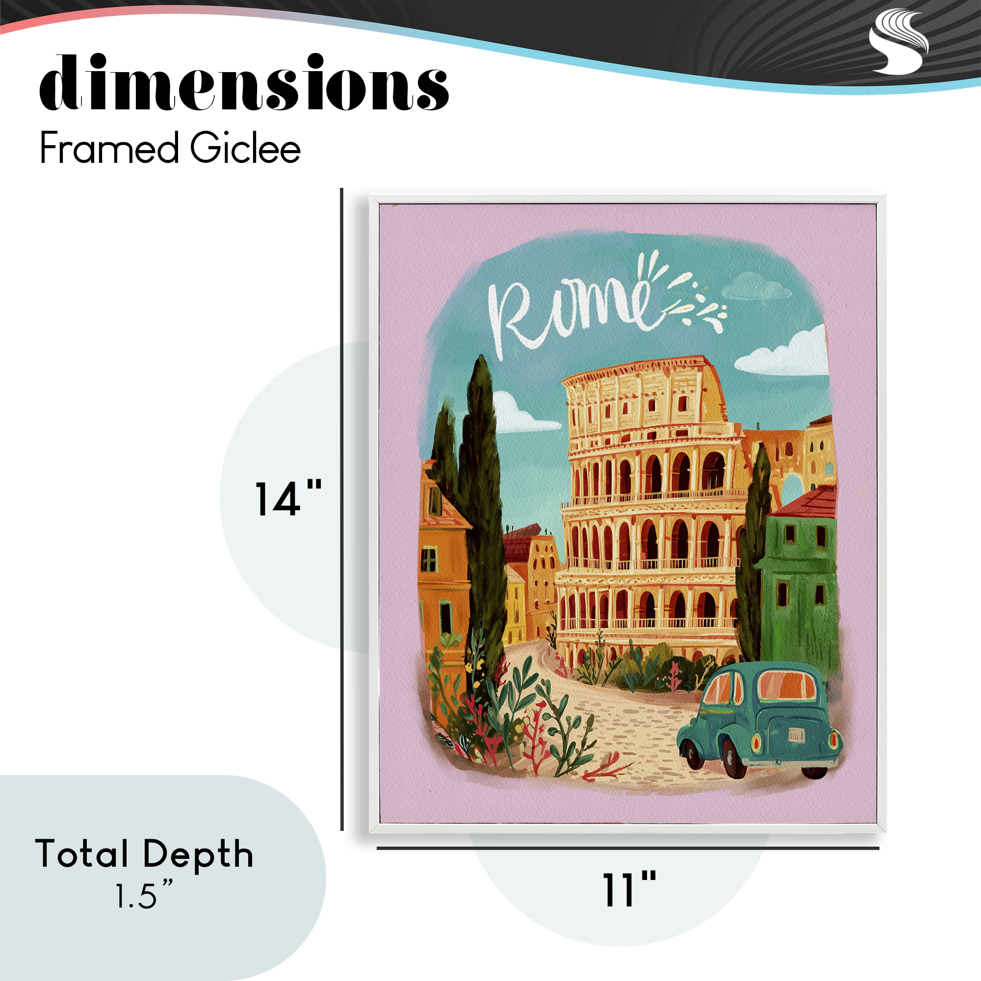 Rome Travel Spot Architecture White Framed Giclee Art, design by Yen