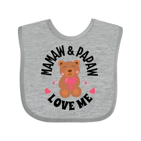 Inktastic Mamaw and Papaw Love Me Grandchild Bear Girls Baby Bib