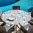 thumbnail image 6 of Blue Christmas Round Tablecloth, Fitted Table Cover with Elastic for 45"-54" Round Tables, Xmas Snowflake Snowman Table Cloth Outdoor Indoor Dinning Party Waterproof Tablecloths, 6 of 7